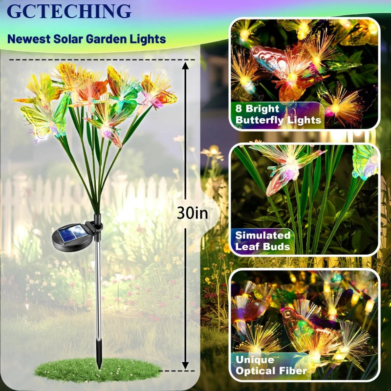 Solar Butterfly Lights — 6 LED Garden String Lights for Outdoor Decoration
